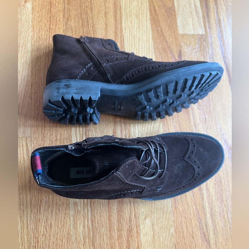 New BEN SHERMAN Neil Wingtip Brogue Ankle Tie Boots Brown Men’s Size 7